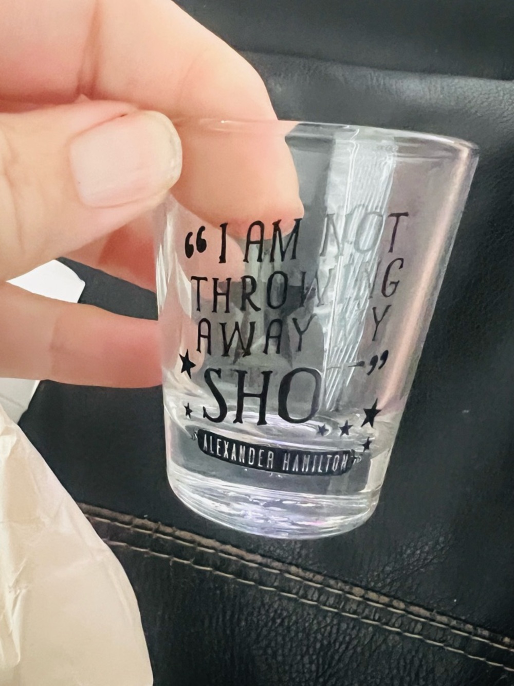 Alexander Hamilton 'I Am Not Throwing Away My Shot' Shot Glass New in Box